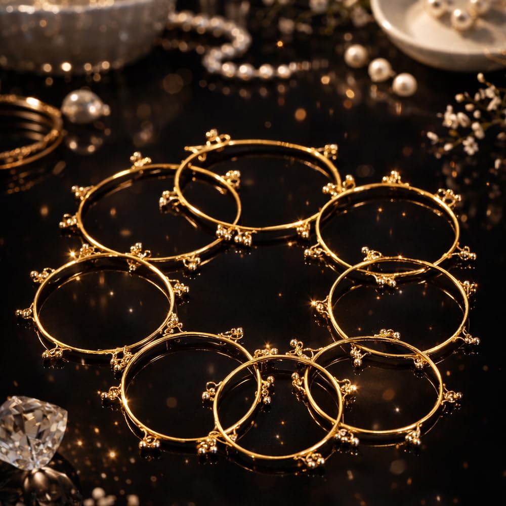 Shining Diva Fashion 8 Pcs Traditional Stylish Ghungroo Kashmiri Bangles Set for Women & Girls (17348b_2.6)