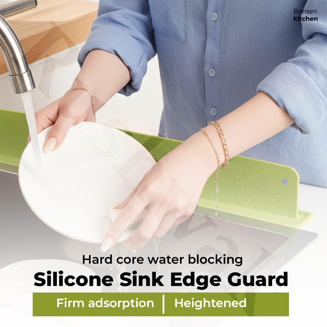Rushwak 2PCS X 48CM Silicone Sink Splash Guard in Kitchen Sink Water Splash Guard with Strong Suction Cups Waterproof Countertop & Stove Protector Flexible Anti Splash Baffle for Kitchen & Bathroom