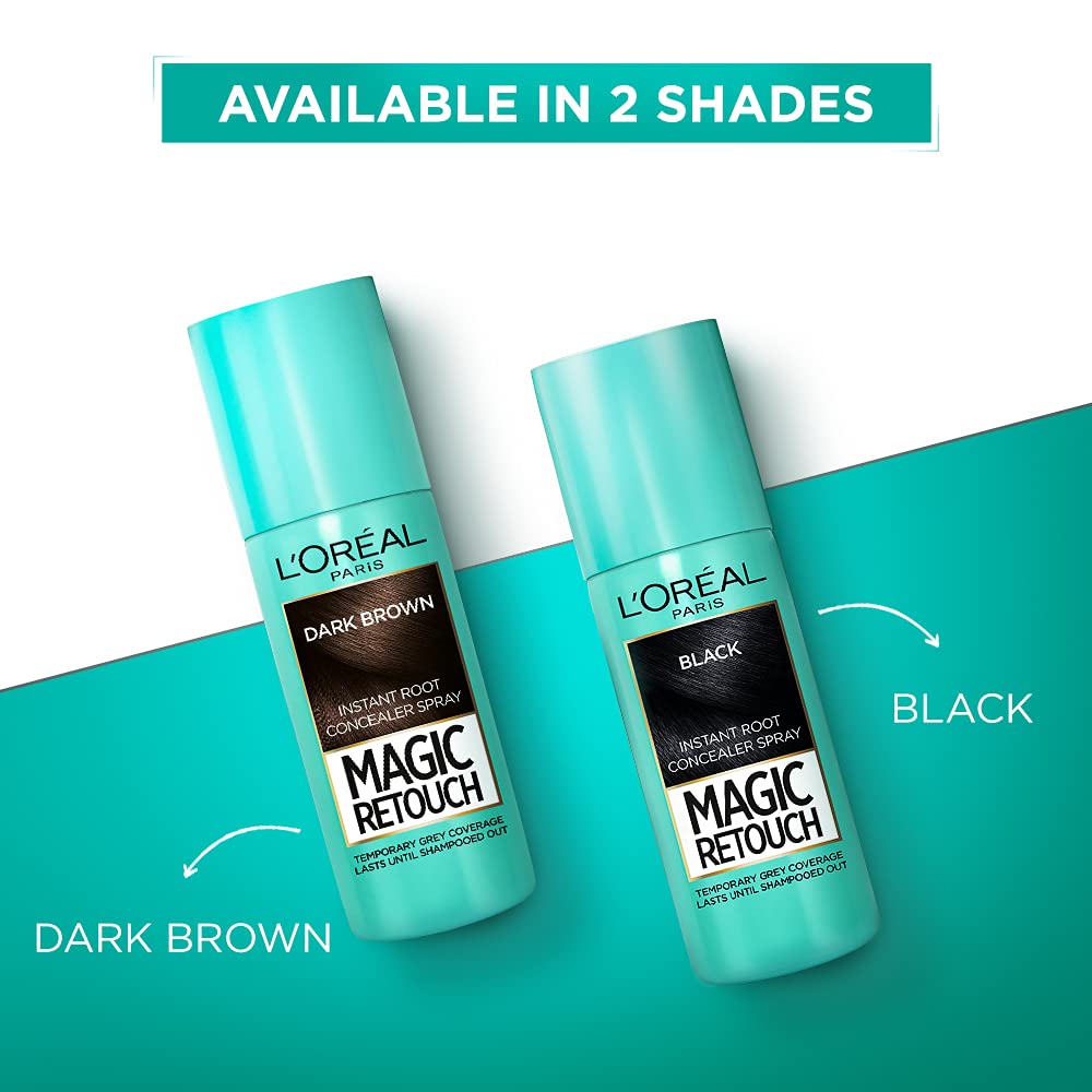 L’Oréal Paris Instant Root Concealer Spray, Ideal for Touching Up Grey Root Regrowth, Magic Retouch, 1 Black, 75ml (Pack of 2)