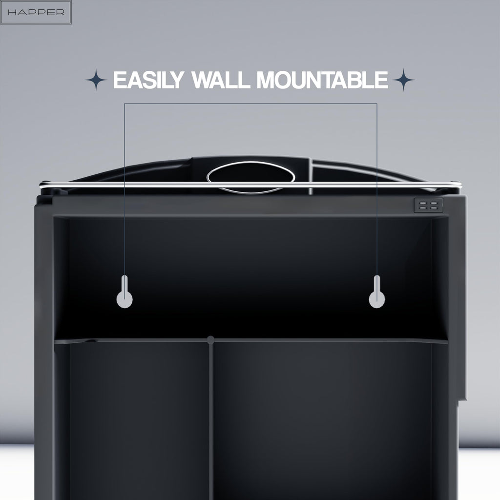 Happer Plastic Premium Multipurpose Wall Mounted Storage Cabinet with Mirror, Prime Look (Black)