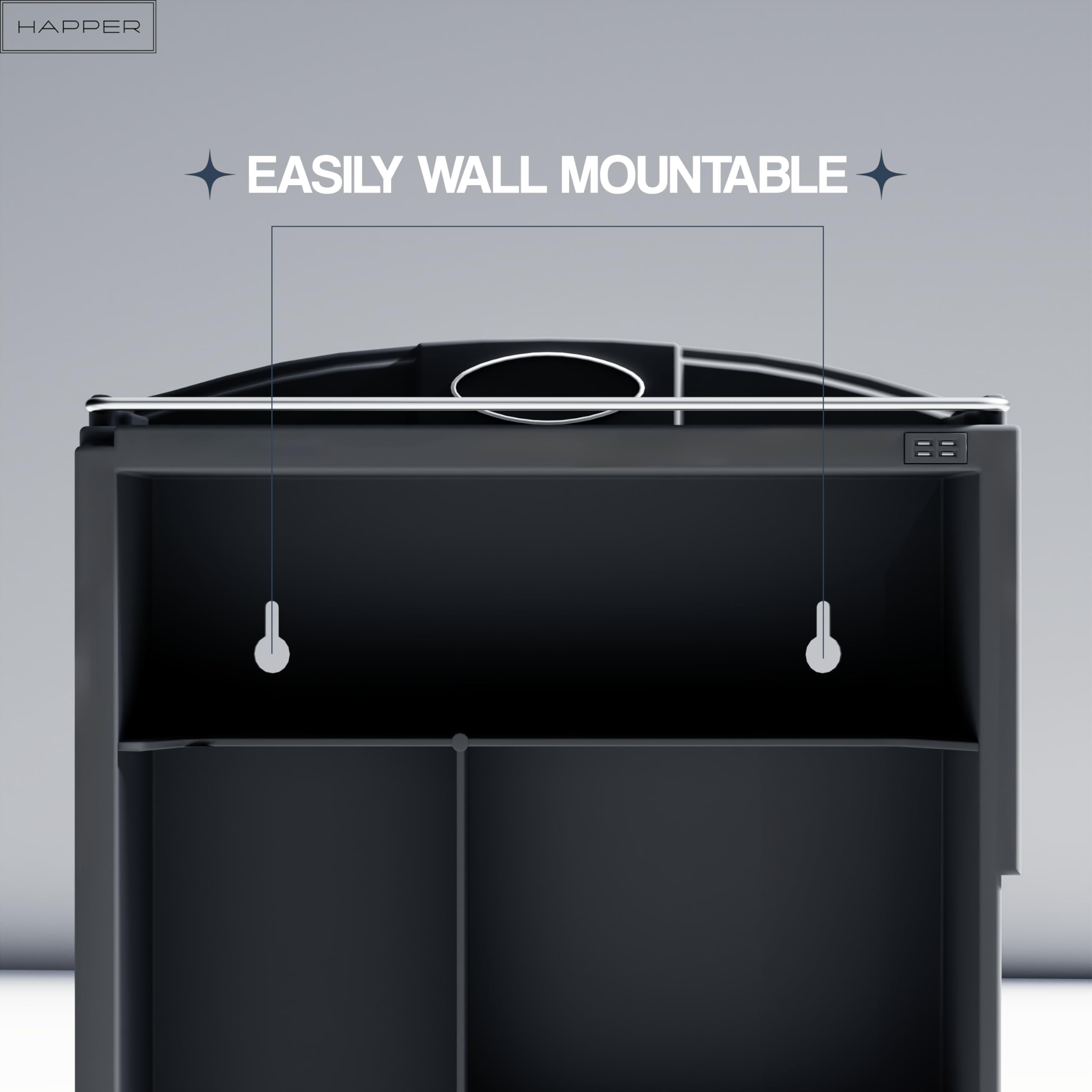 Happer Plastic Premium Multipurpose Wall Mounted Storage Cabinet with Mirror, Prime Look (Black)