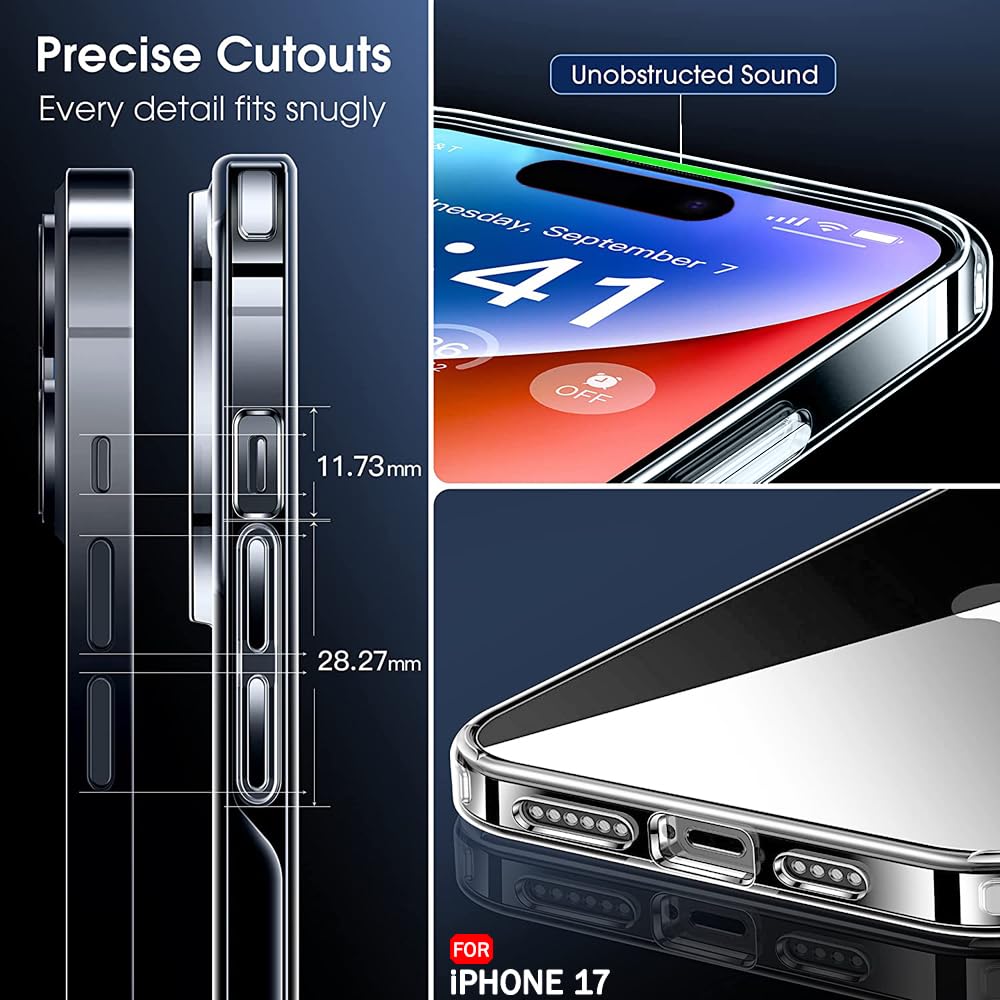 TheGiftKart Ultra-Hybrid Crystal Clear Back Case Cover for iPhone 17 | Shockproof Design | Hard Back Cover Case for iPhone 17 (PC & TPU, Transparent)