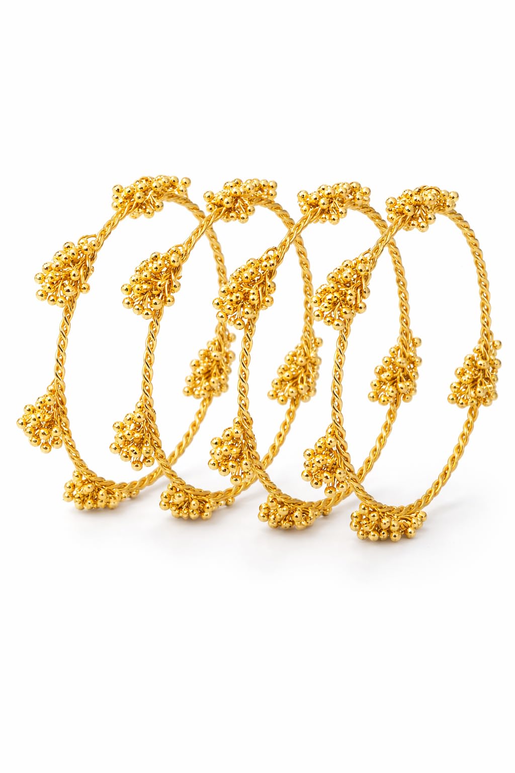 Swara Creations Traditional Gold Plated Kashmiri Ghungroo Latkan Bangles Set for Women and Girls|Set of 4 Bangles