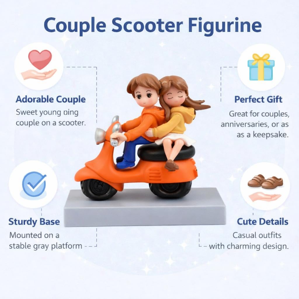 CraftVatika Valentines Day Gift for Husband Wife Girlfriend Boyfriend, Valentine Love Couple on Scooter Ride Statue Showpiece Home Decorative Items for Tabletop, Room Office Decor Bedroom Items