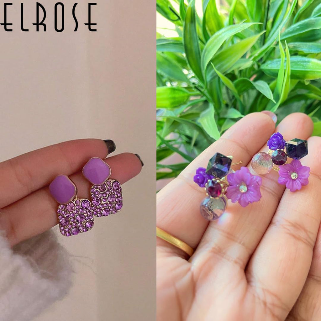 Elrose - 4 Pair of Korean Style Earrings for Girls| Earrings Combo Set for Women - Casual & Office Wearable Earrings