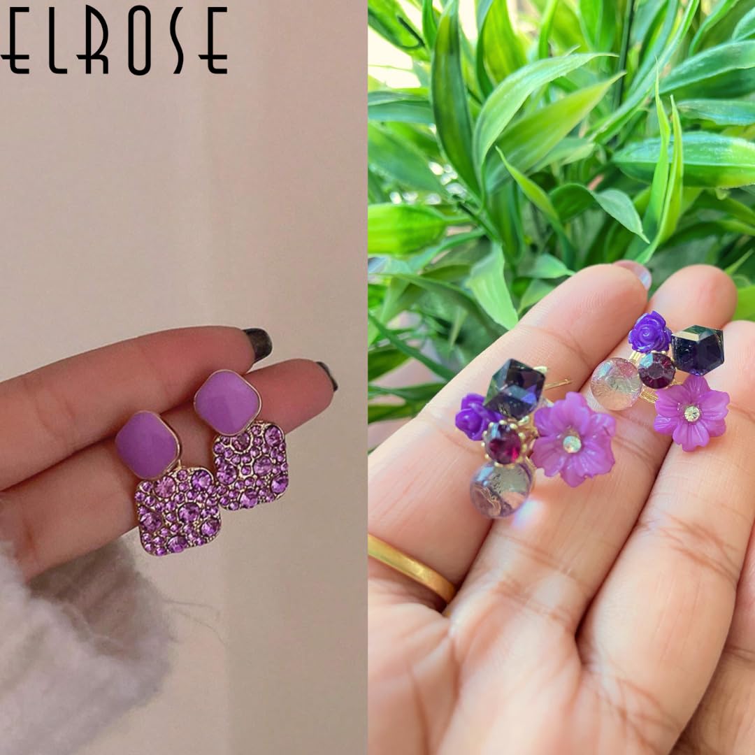 Elrose - 4 Pair of Korean Style Earrings for Girls| Earrings Combo Set for Women - Casual & Office Wearable Earrings