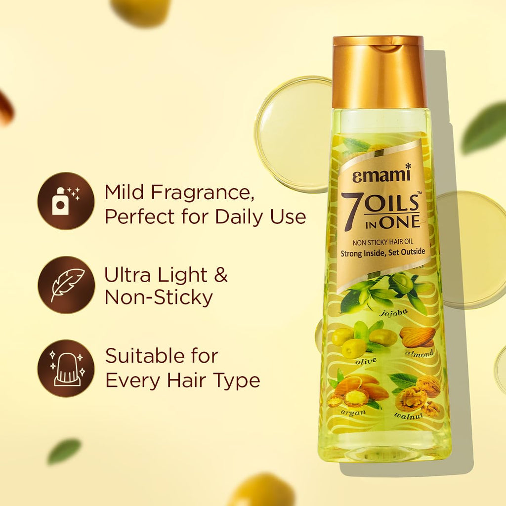 Emami 7 Oils in One Hair Oil | Makes Hair 20x Stronger and Manageable | Coconut Oil, Amla, Jojoba, Olive, Walnut, Argan & Almond Oils | 500ml