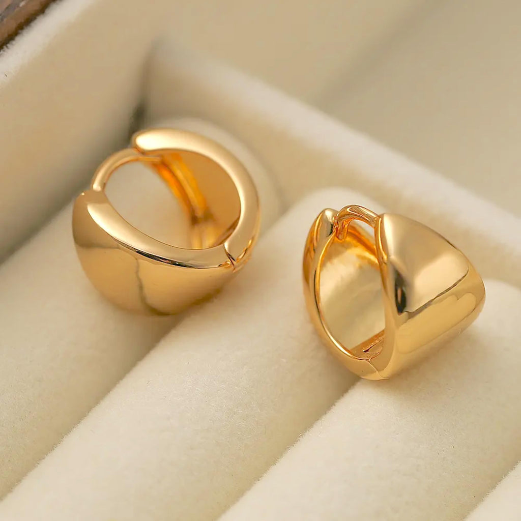 Salve Gold Earrings for Women – Dainty, Chunky, Huggie & Bow Styles | Valentine's Gift for Girlfriend | Anti-Tarnish Hypoallergenic Hoop & Stud Earrings | Aesthetic Fashion Jewelry for Girls & Women (Huggie Dome)