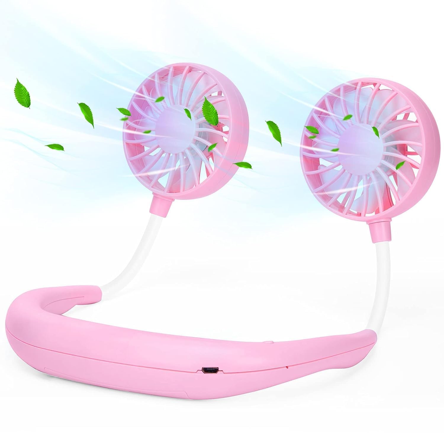 One94Store Portable Neck Fan (Pink) – 1200mAh USB Rechargeable Hands-Free Wearable Fan with 3 Speed Modes, 7-Blade Powerful Cooling, Up to 3 Hours Battery for Travel, Office, Outdoor & Home