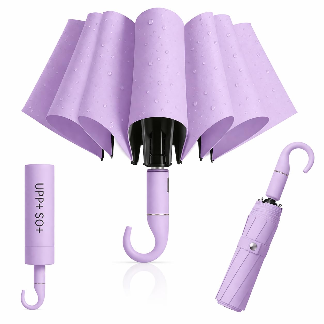 Owme UV Umbrella for Women, Mini Folding Portable 3-Fold Umbrellas | Manually Open & Close for Rain and Sun Protection, Anti-Slip Handle | Windproof Umbrlla | Chata for Rain for Men (VIOLET)