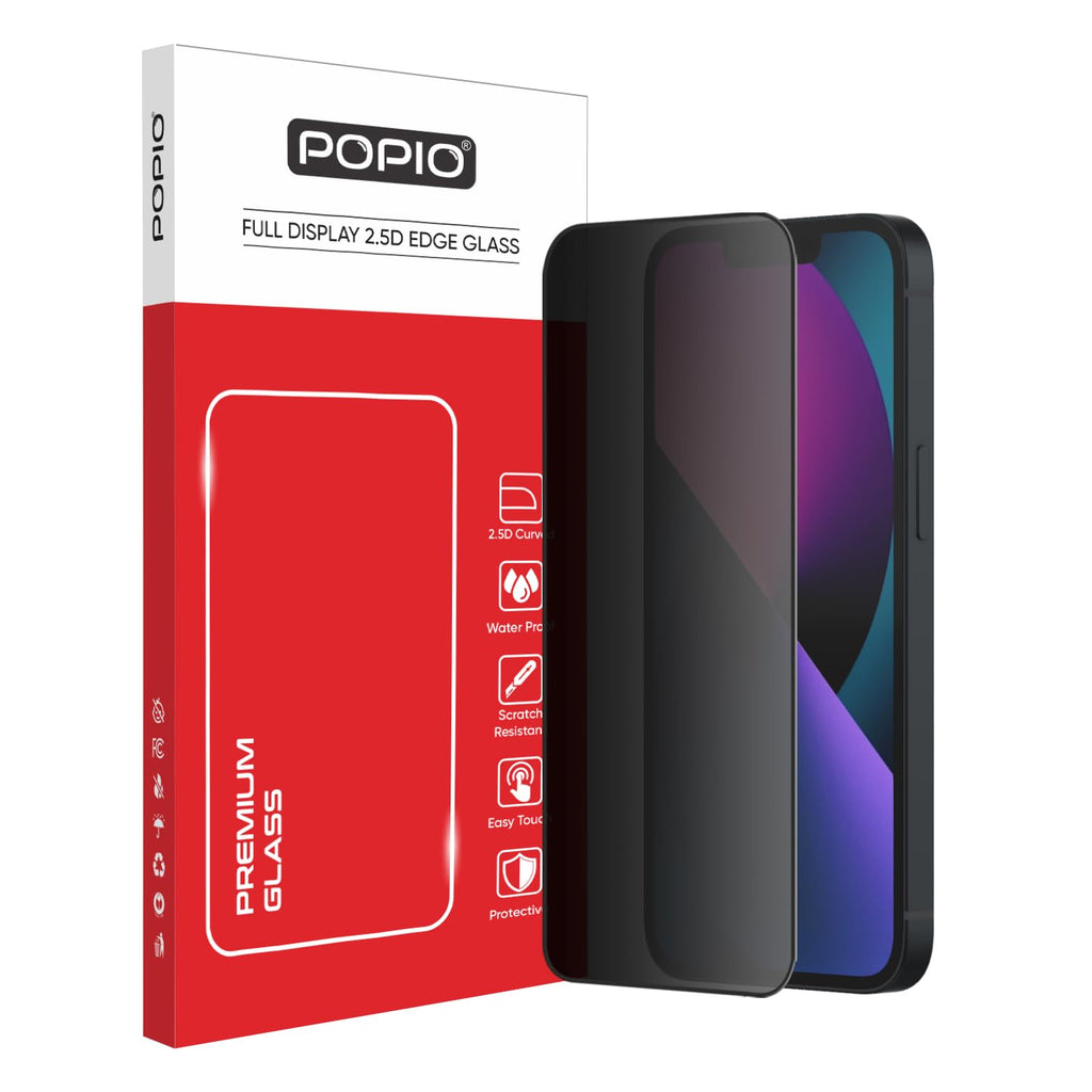 POPIO Military-Grade Privacy Screen Protector for iPhone 13/13 Pro / 14 / 16E / 17E – 9H Tempered Glass, Anti-Spy Protection, Scratch-Resistant, HD Clarity (1 Pack)