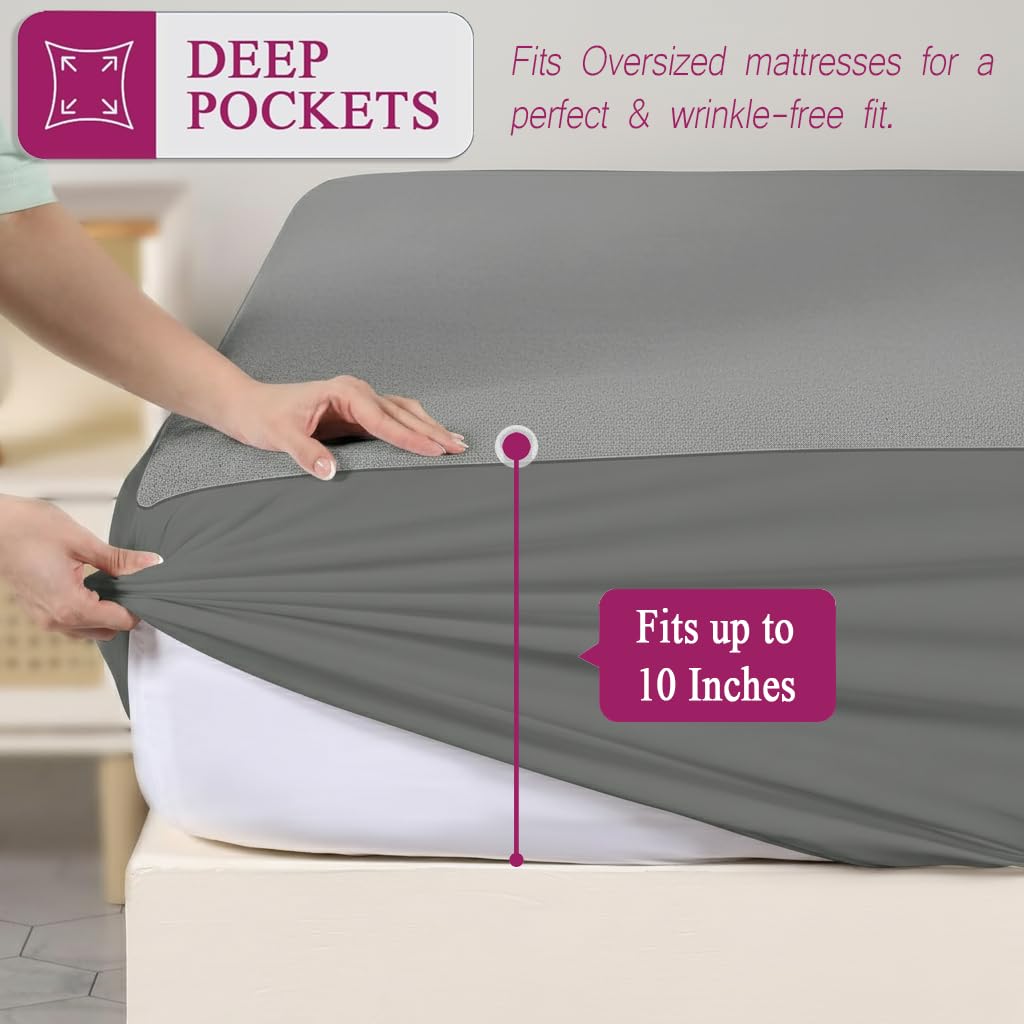 Trance Cotton Feel Terry Ultra Soft Waterproof Mattress Protector | Breathable - Hypoallergenic Bed Protector (72x24 inch | 6x2 feet, Grey - Pack of 1)