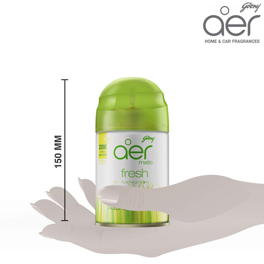 Godrej aer Matic Automatic Room Fresheners Refill Pack | Fresh Lush Green | 2200 Sprays Guaranteed | Lasts up to 60 days (210ml)