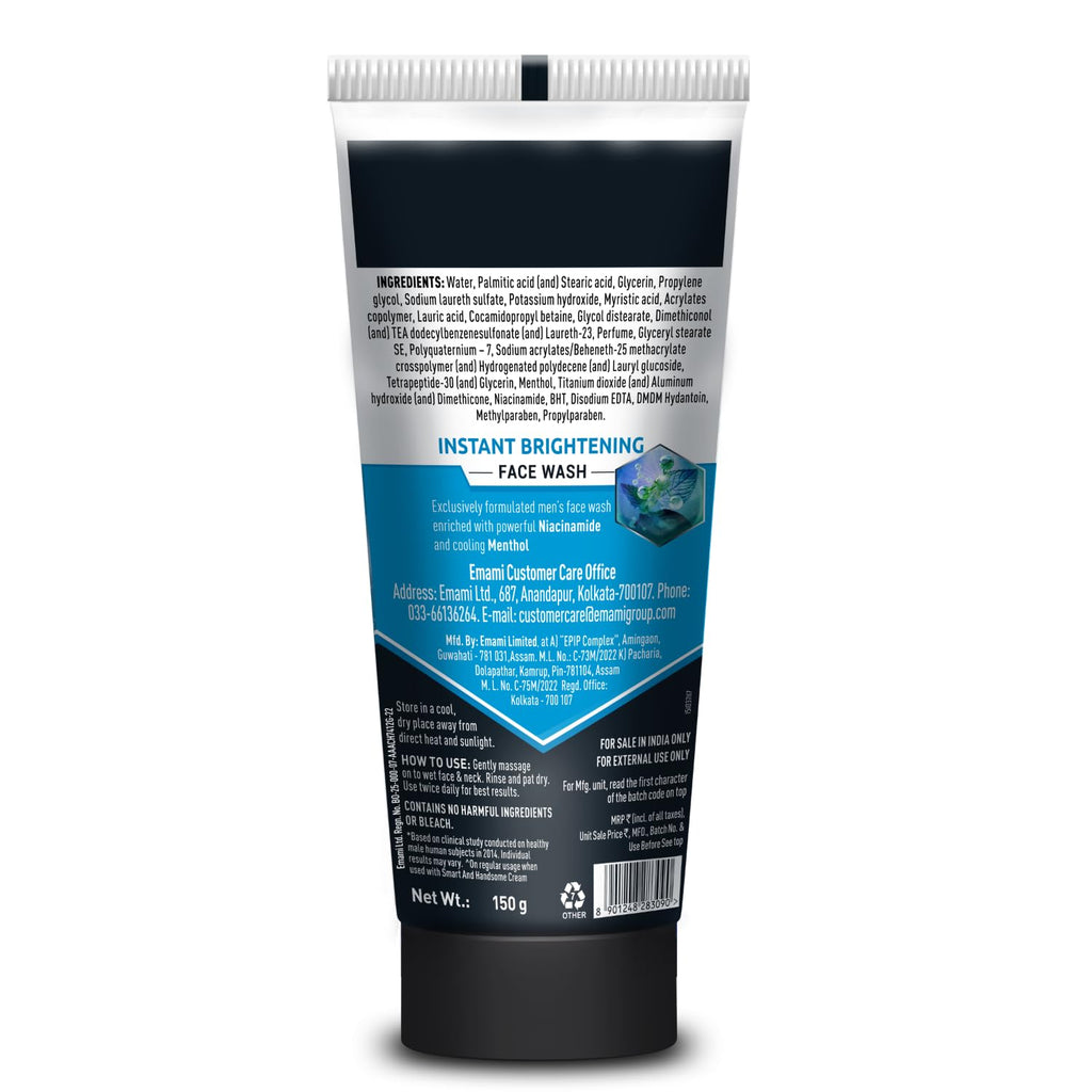Smart And Handsome Face Wash, Instant Brightening, Instant Freshness, 150g