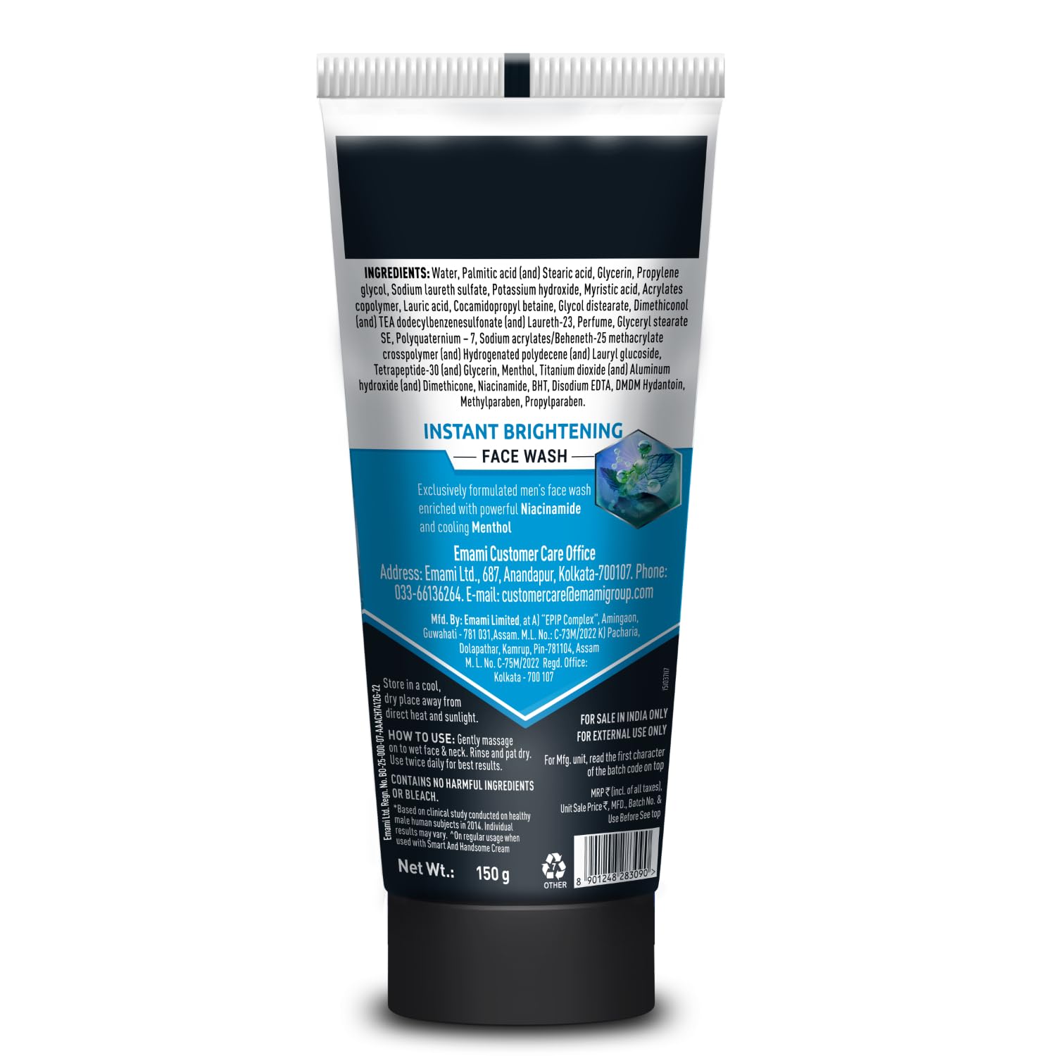 Smart And Handsome Face Wash, Instant Brightening, Instant Freshness, 150g