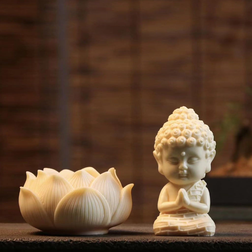 Ekhasa Nostrae Buddha with Lotus Show Pieces for Home Decor Living Room Decor Items | Cute Showpieces Gift Item for Decoration | Serene Center Table Tv Showcase Office Interior Statue Figurines