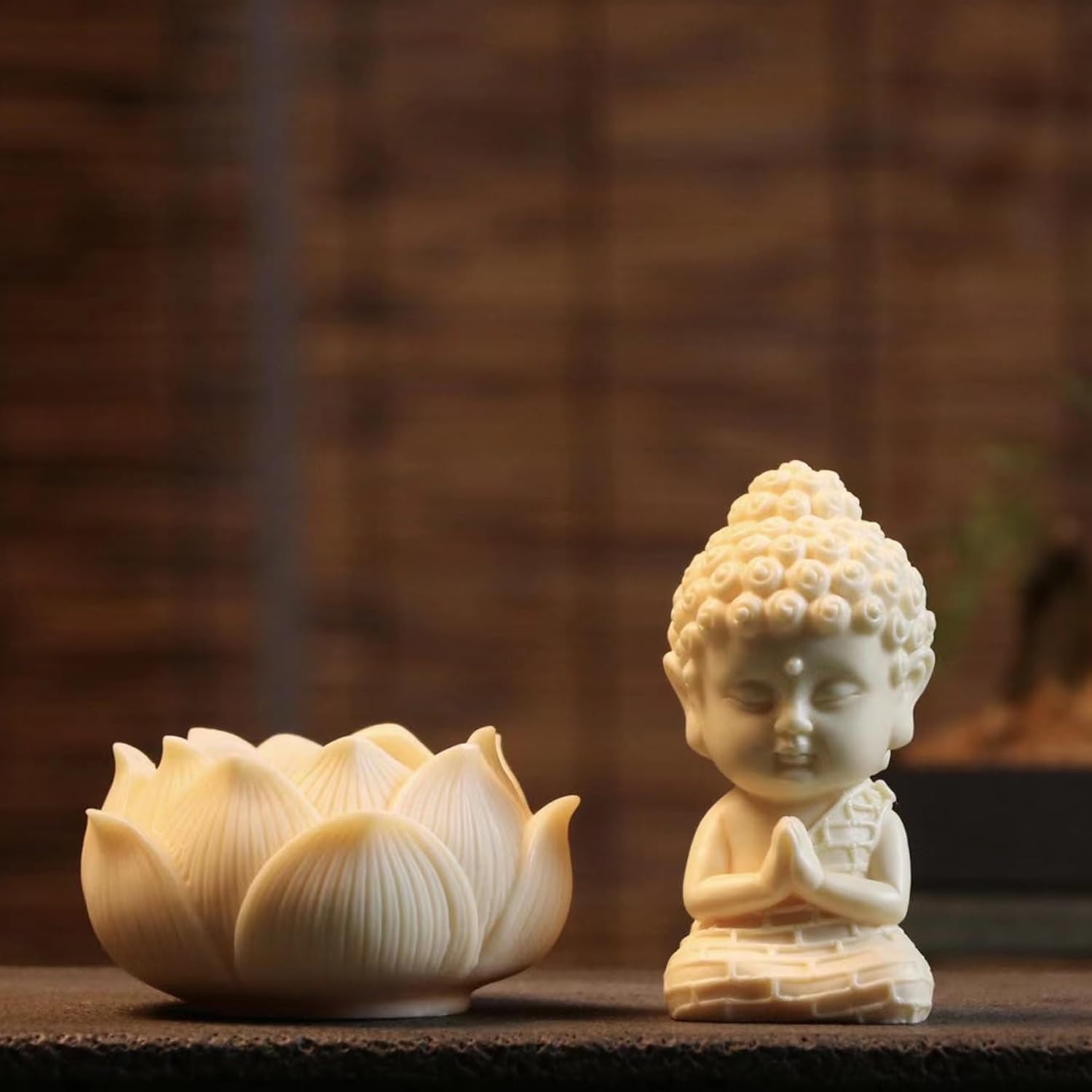 Ekhasa Nostrae Buddha with Lotus Show Pieces for Home Decor Living Room Decor Items | Cute Showpieces Gift Item for Decoration | Serene Center Table Tv Showcase Office Interior Statue Figurines