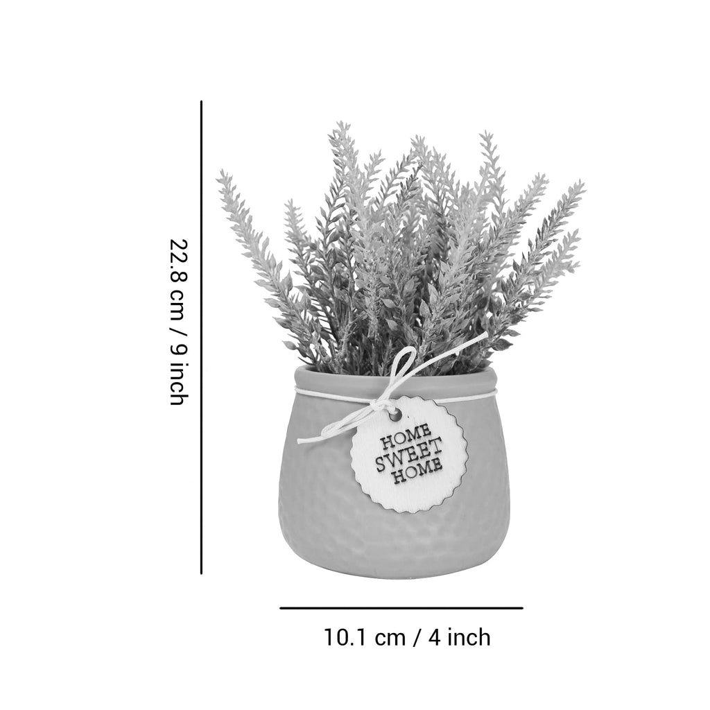 TIED RIBBONS Polyester Artificial Lavender Flower Plant with Pot (Multi, 22.8 Cm X 10.1 Cm) Home Décor Items for Living Room Balcony Kitchen Bedroom Office Table Top Decoration