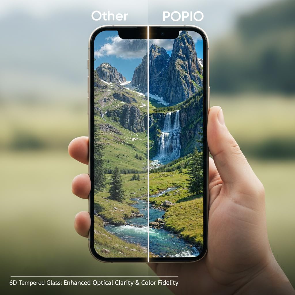 POPIO Military-Grade Gorilla Tempered Glass For iPhone 15 / iPhone 16 | 9H Hardness, Edge-to-Edge, Bubble-Free