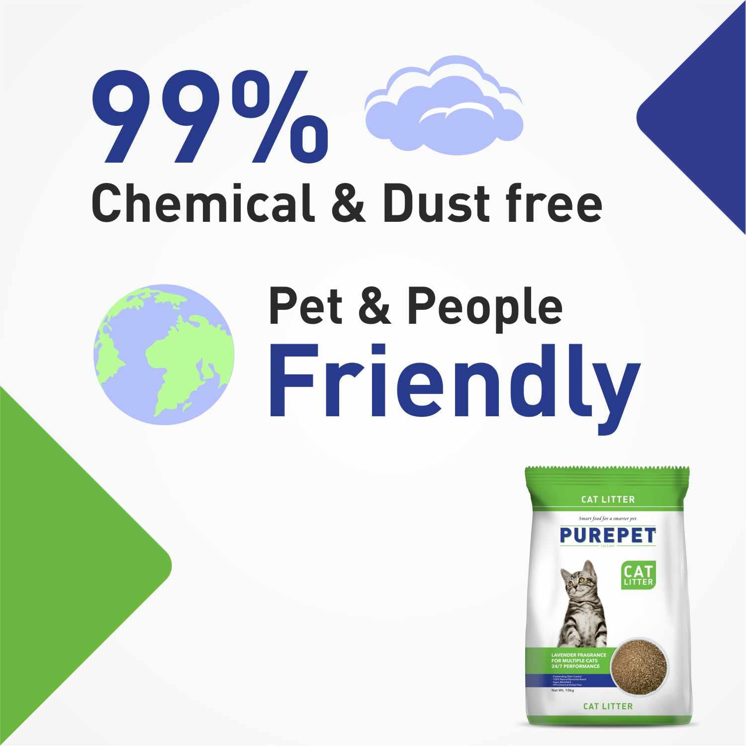 Purepet Cat Litter for All Cat Breed, Lavender Fragrance - 10kg Pack Pet Litter Tray Refill