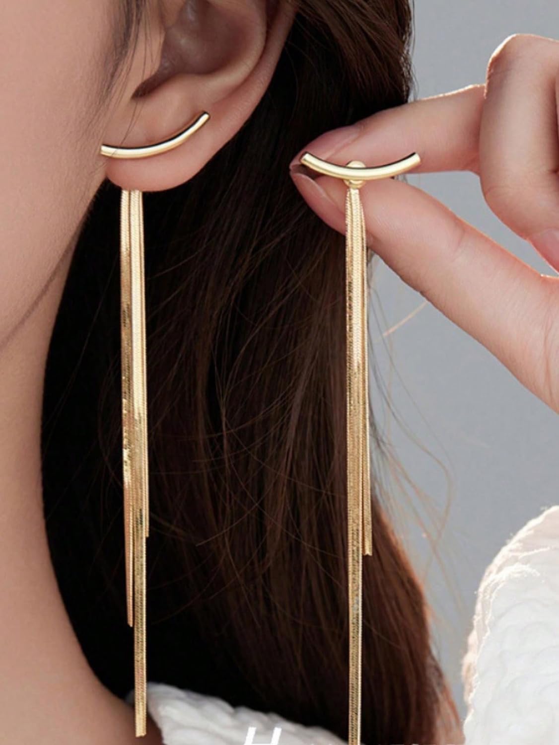 Shining Diva Fashion Latest Stylish Tassel Earrings for Women and Girls (Gold) (14768er)