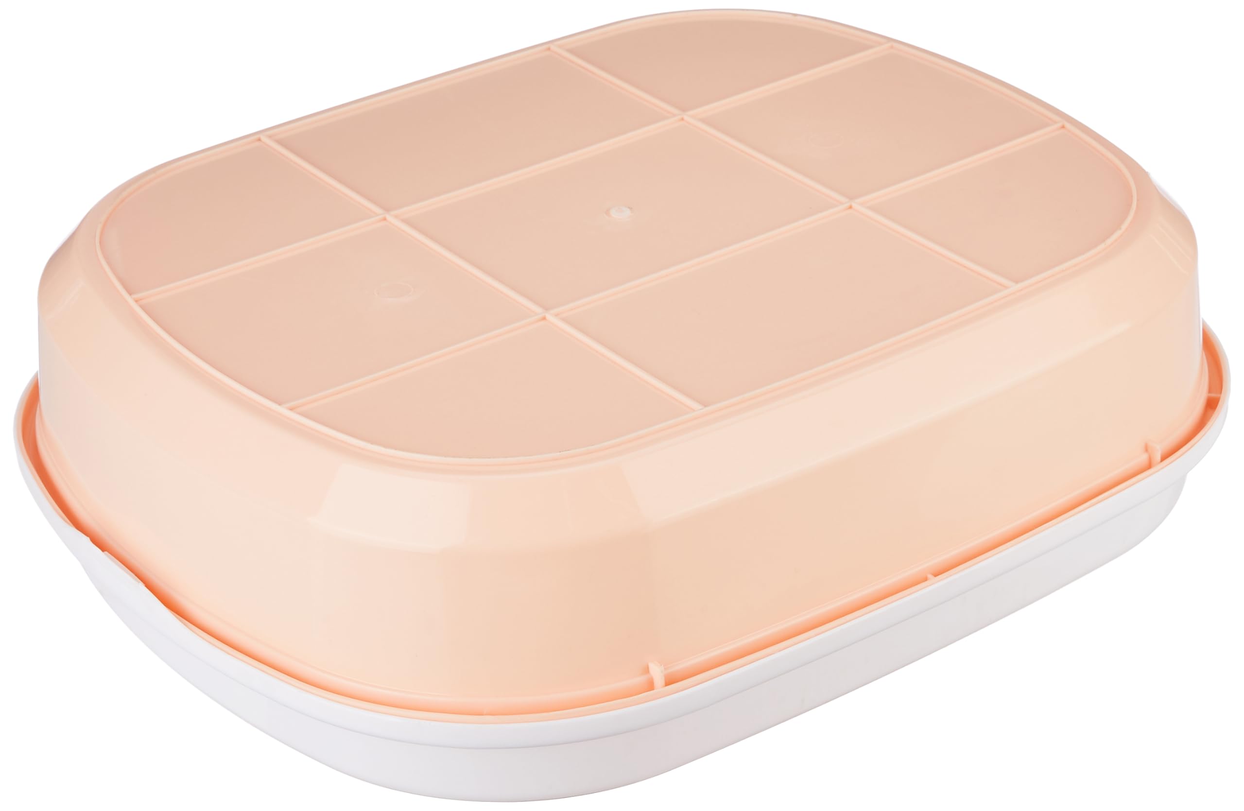 Amazon Basics Cat Litter Box Tray with Free Scooper | Semi Closed Design and Durable Quality | Suitable for All Adult Cats & Kittens, Pink