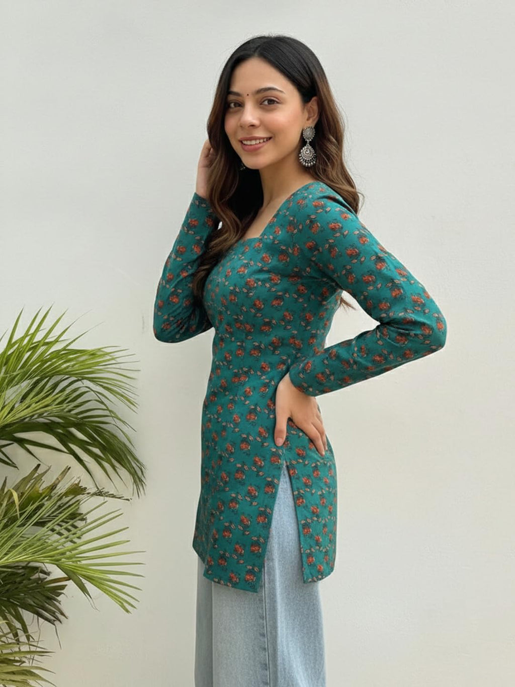ANNI Designer Women's Viscose Printed Short Kurti (Rahat Rama_S_Rama_Small)
