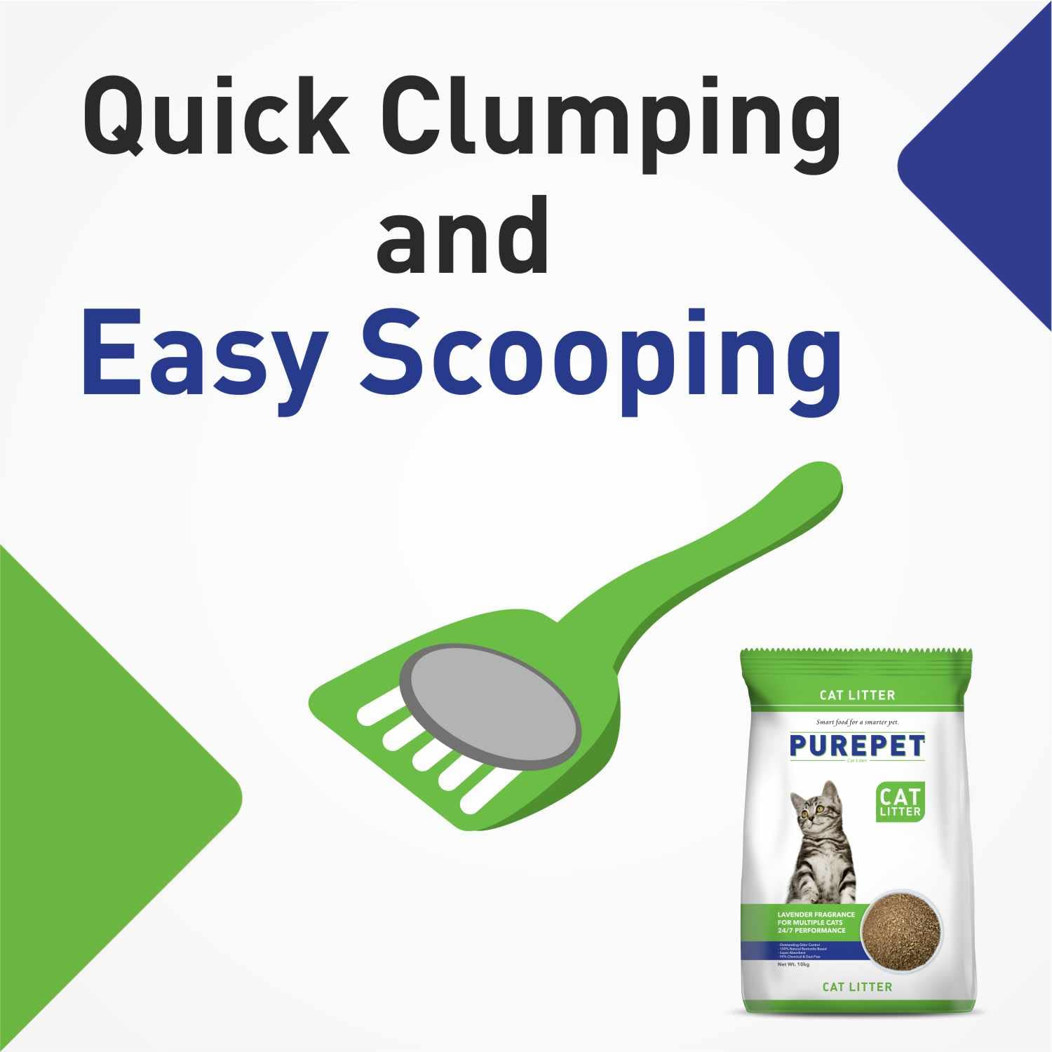 Purepet Cat Litter for All Cat Breed, Lavender Fragrance - 10kg Pack Pet Litter Tray Refill