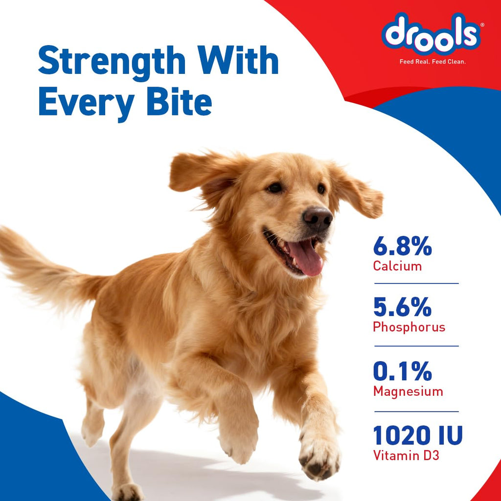 Drools Absolute Dog Bone Treats 600g Jar (40 Pieces) | Milk Flavour | Supports Strong Gums & Jaws | Fortified with Calcium & Phosphorus | Promotes Clean Teeth & Oral Hygiene