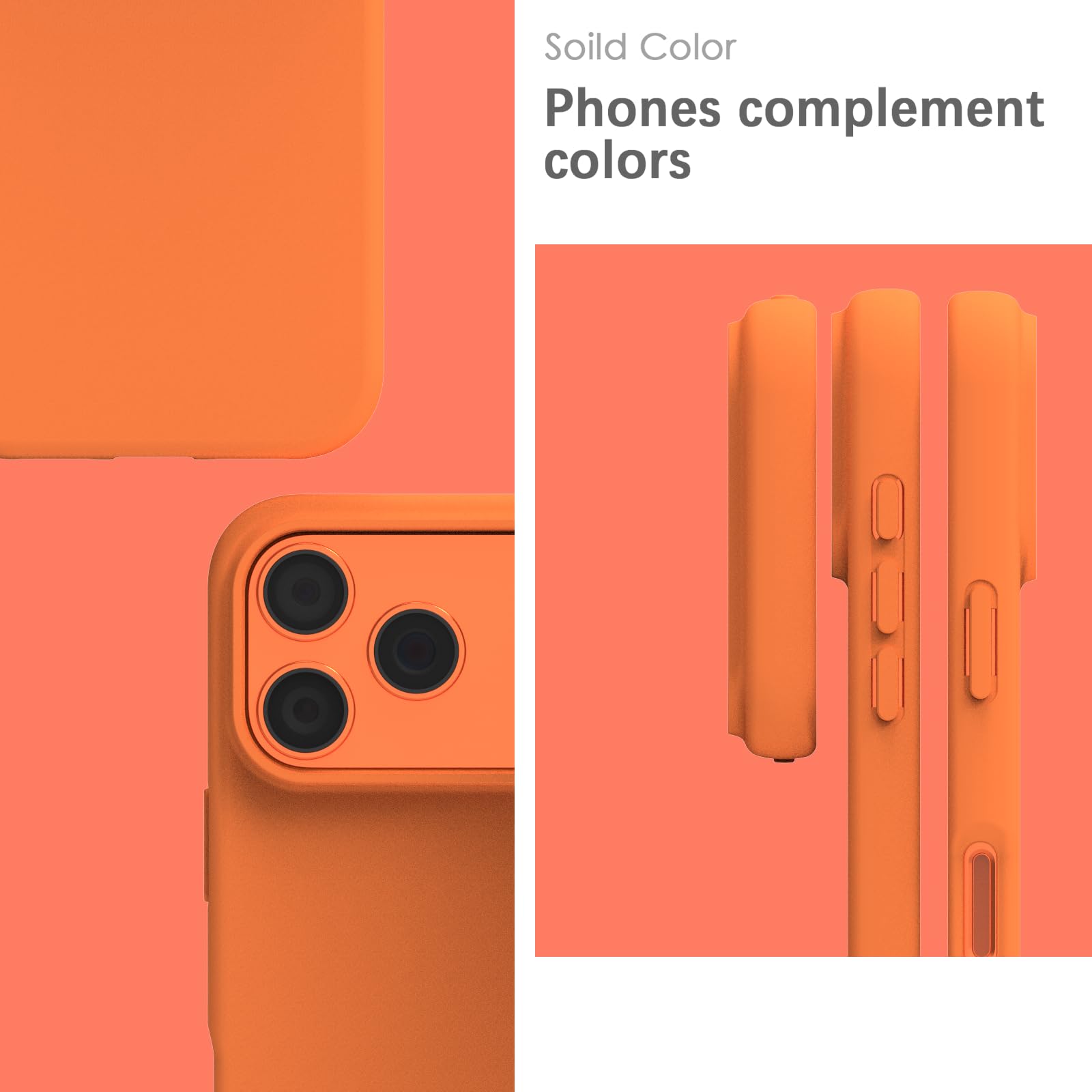 YATWIN Silicone Case for iPhone 17 Pro Max, Soft-Touch, Shockproof, DustProof, Antiskid Phone Cover for Apple iPhone 17 Pro Max - Orange