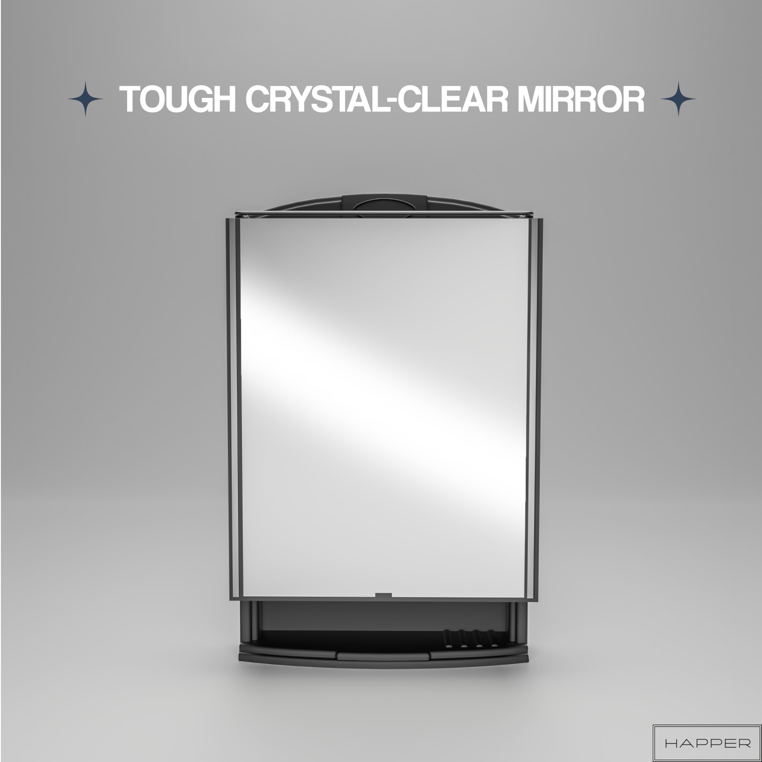 Happer Plastic Premium Multipurpose Wall Mounted Storage Cabinet with Mirror, Prime Look (Black)