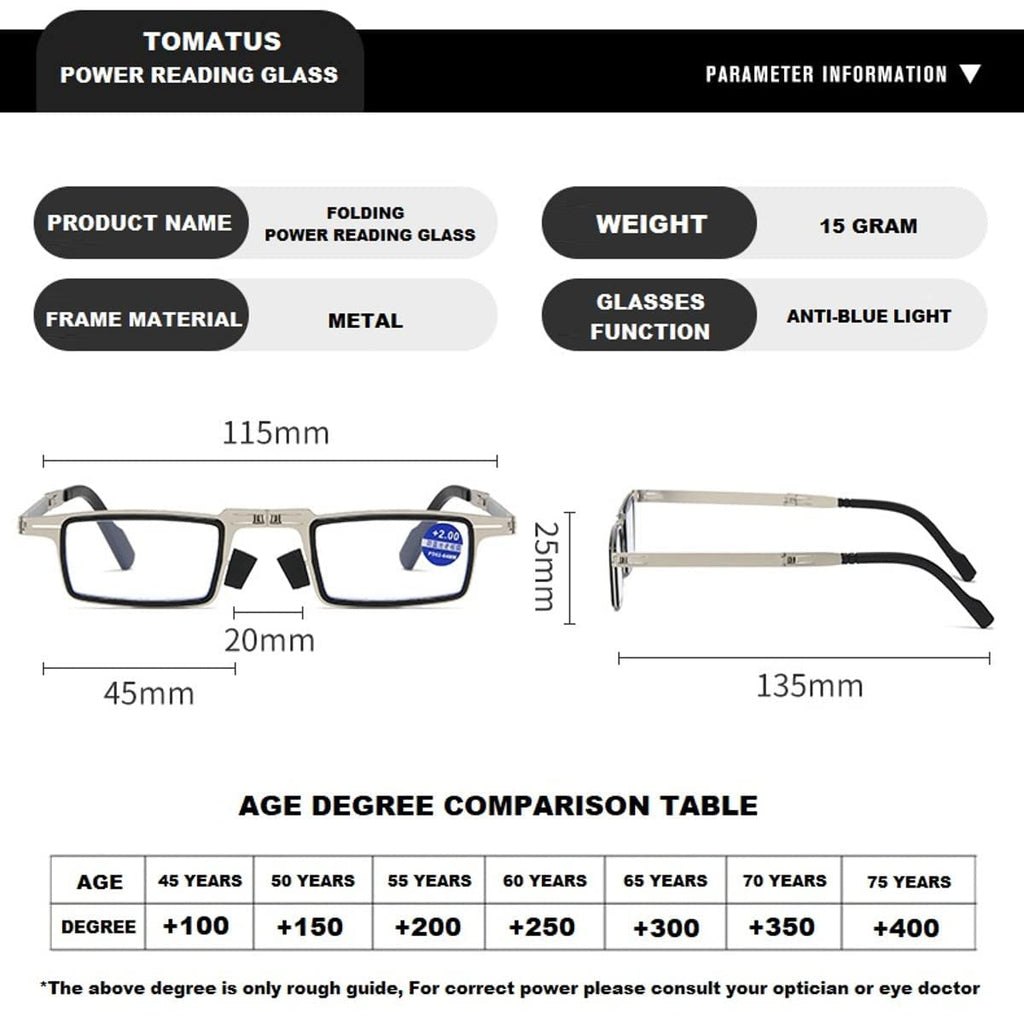 Nathgra Unbreakable Evolved Folding Reading Glasses For Women Men Blue Light Blocking Anti UV Eyestrain Foldable Portable Compact Readers with Flat Hard Case Pocket Computer glasses (1.0 x)