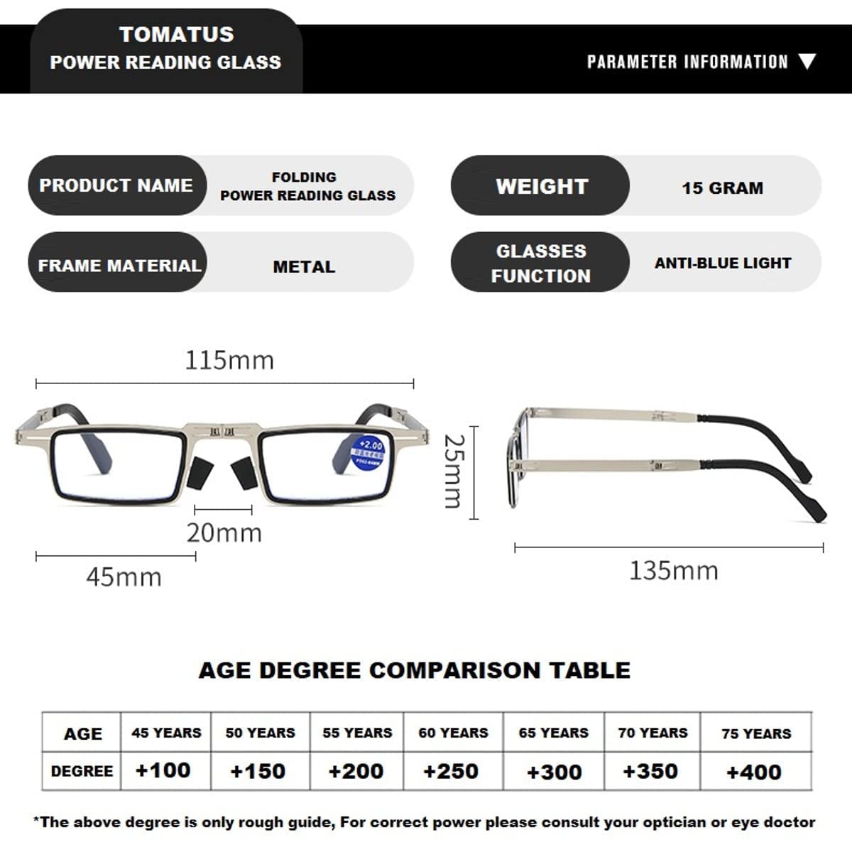 Nathgra Unbreakable Evolved Folding Reading Glasses For Women Men Blue Light Blocking Anti UV Eyestrain Foldable Portable Compact Readers with Flat Hard Case Pocket Computer glasses (1.0 x)