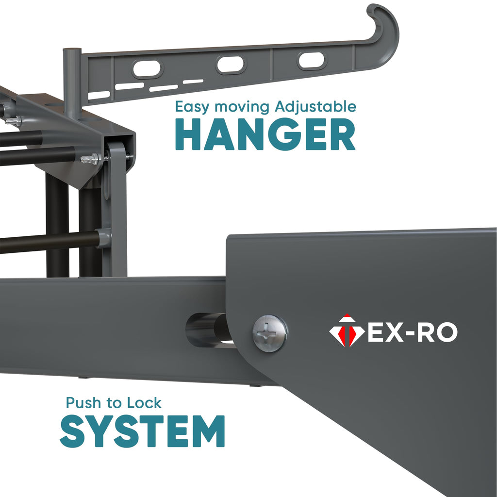 TEX-RO Metal Clothes Drying Stand Foldable with Wheels – 3-Tier Cloth Dryer Stand for Balcony, Bedroom & Indoor Outdoor | Heavy Duty Hanger Stand for Clothes Hanging, Dress Drying Rack - Grey