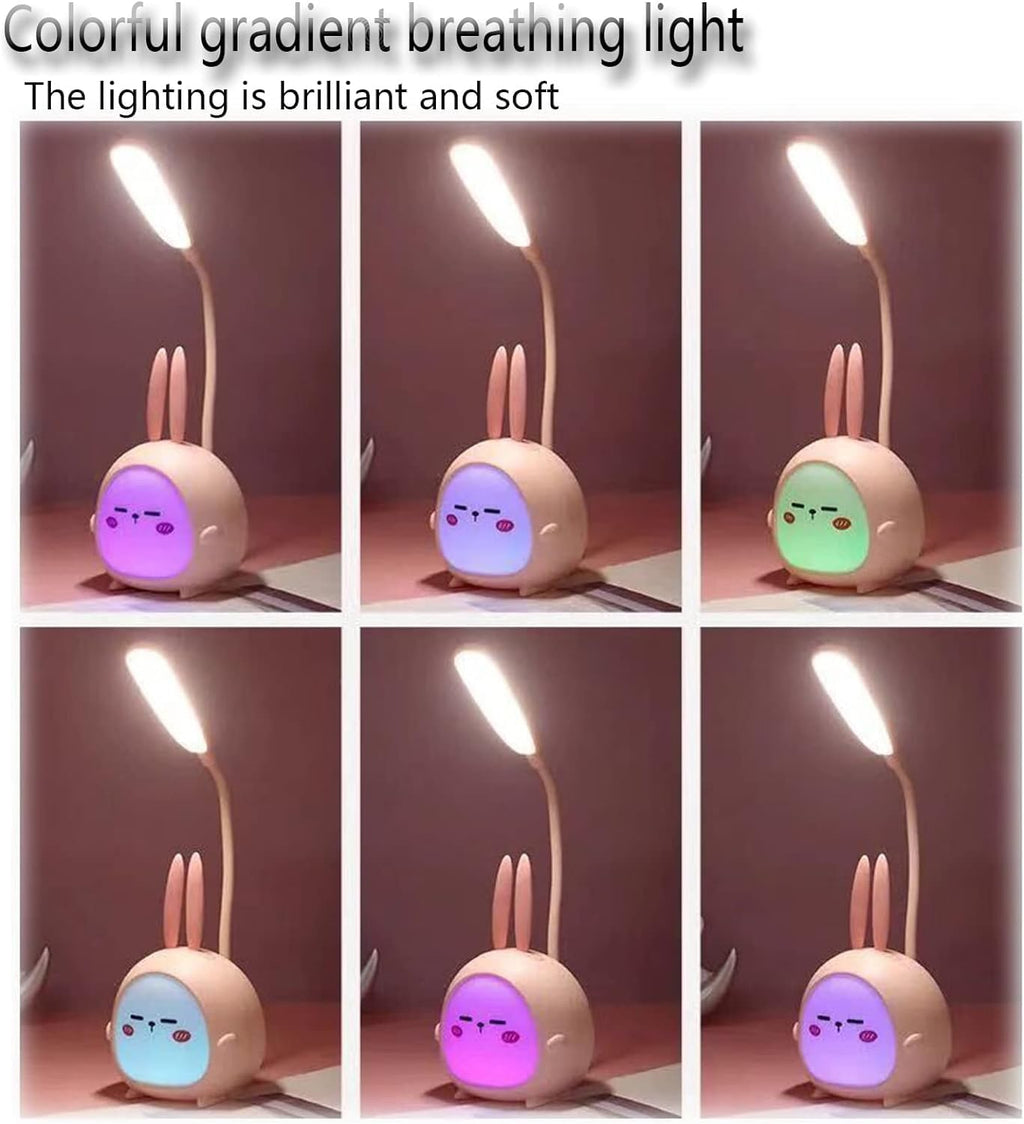 MoonlitDreams Rechargeable USB Warm Light LED Children Eye Protection Desk Lamps for Study Table Work from Home Yellow Color Light, Plastic, Cute Kids Lamp Pack of 1