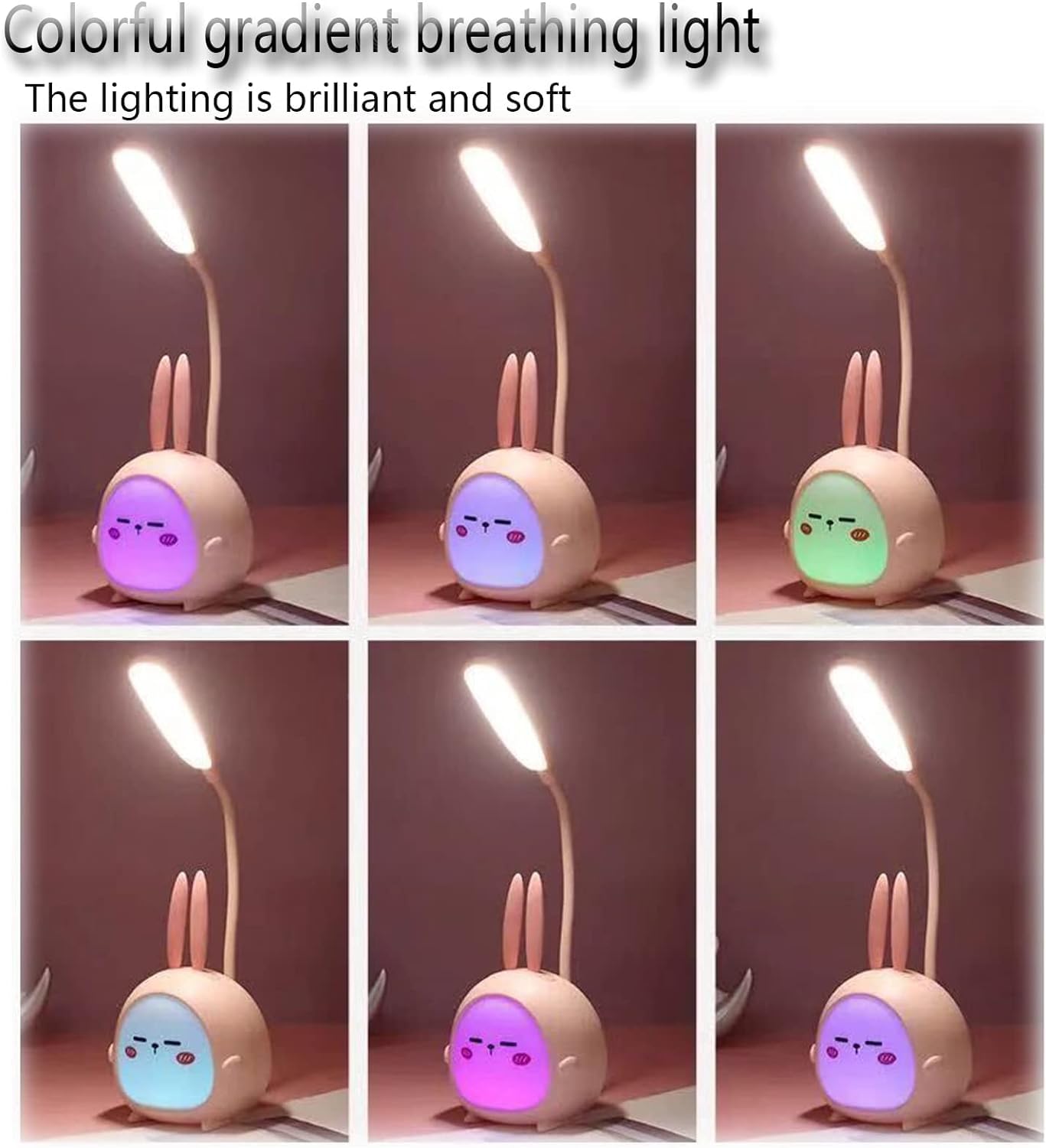 MoonlitDreams Rechargeable USB Warm Light LED Children Eye Protection Desk Lamps for Study Table Work from Home Yellow Color Light, Plastic, Cute Kids Lamp Pack of 1