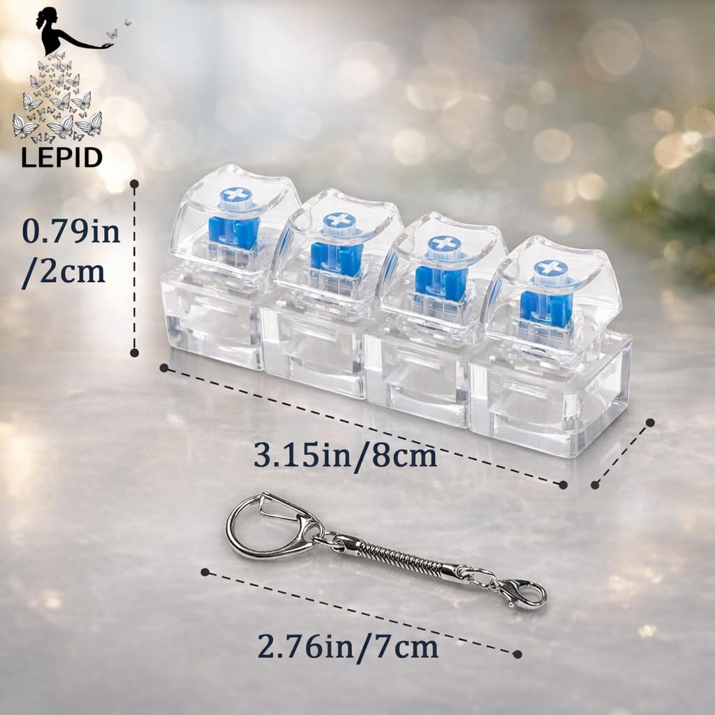 Mechanical Keyboard Switch Fidget Keychain with LED Glow for Stress Relief, Clicky Desk Toy for Adults, Portable EDC Keyring Accessory for Office, Travel & Daily Use