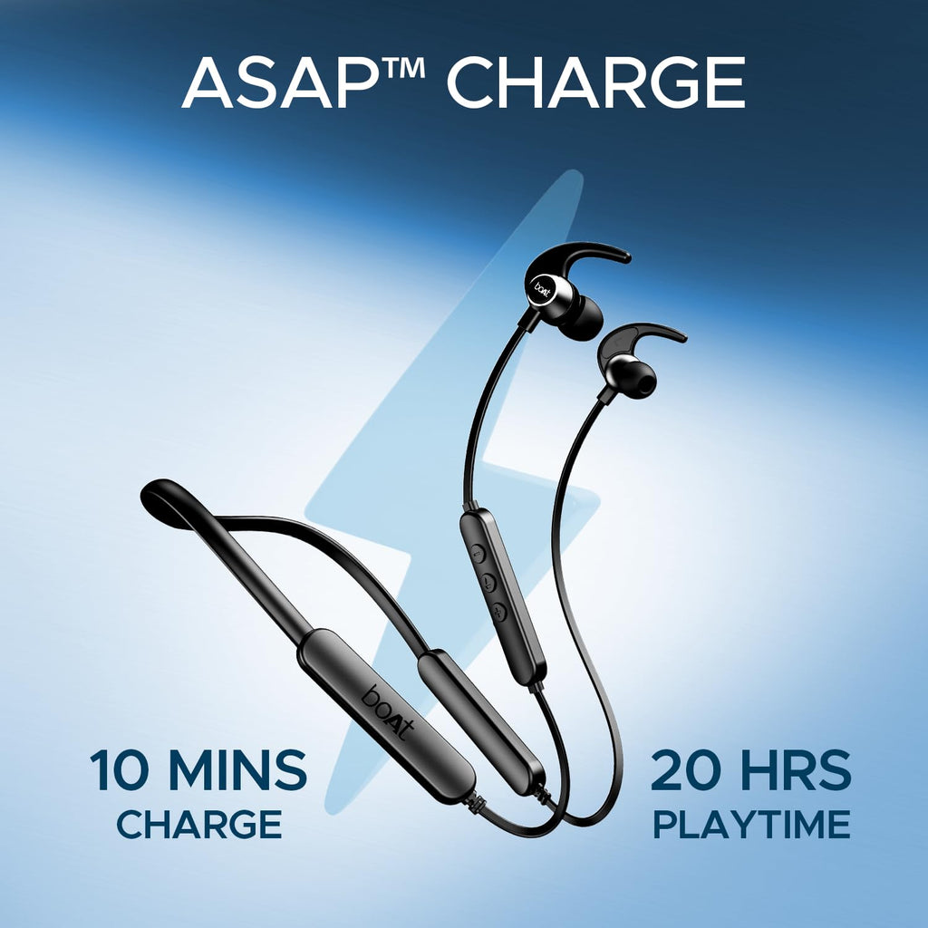 Boat Rockerz 255 Pro+, 60HRS Battery, Fast Charge, IPX7, Dual Pairing, Low Latency, Magnetic Earbuds, in Ear Bluetooth Neckband, Wireless with Mic Earphones (Active Black)