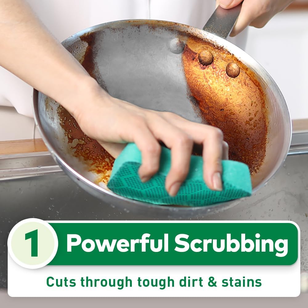 Scotch-Brite Heavy Duty Scrub Dots for Powerful Scrubbing, Suitable for Iron Cast, Stainless Steel & Non-Coated Cookware, Rinses Clean and Stays Odor Free (2 Pieces)