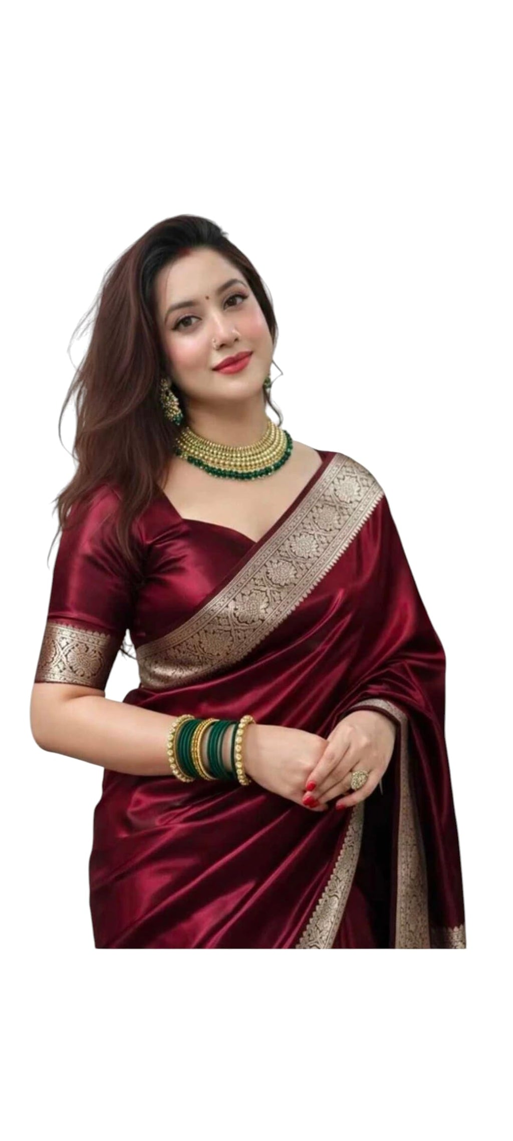 Rabbaitul Bait Banarasi Satin Kanjivaram Saree Wine Silver Zari Pure Soft Blend Silk Sari Satin Women Kanchipuram Paithani Silk Party Wedding New Ladies Wine Color Sadi with Blouse Piece (Maroon)
