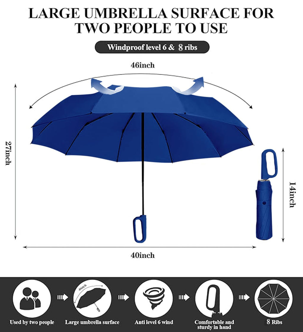 Zemic UV Umbrella for Sun & Rain – Auto Open/Close | Windproof | Travel-Friendly | SPF 50+ Coated (Navyblue)