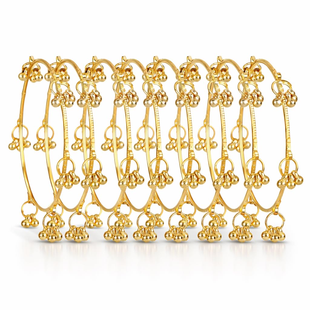 Shining Diva Fashion 8 Pcs Traditional Stylish Ghungroo Kashmiri Bangles Set for Women & Girls (17348b_2.6)