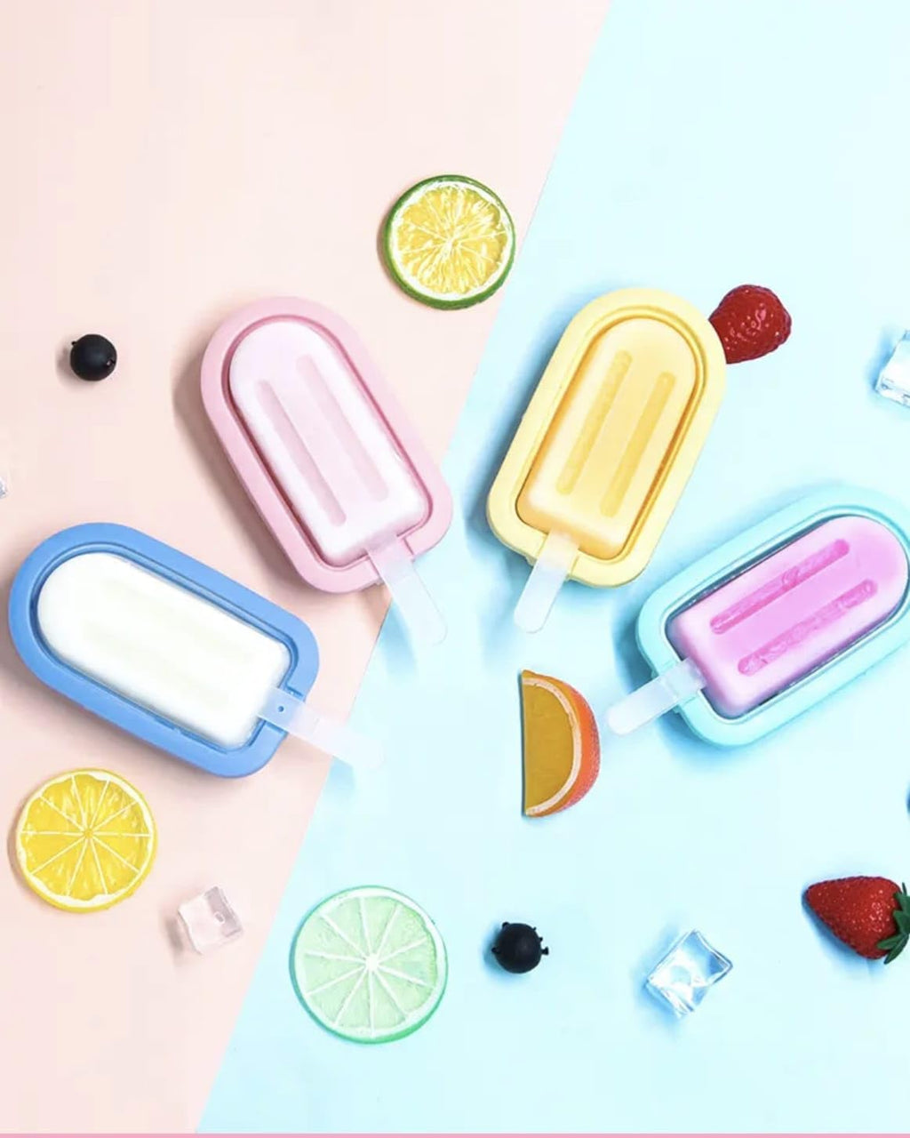 SR 4 Cavity Oval Silicone Candy Mould | Kulfi Maker | Silicone Ice Cream Mould | Chocolate Cakesicle & Popsicle Mold | Food-Grade BPA Free | Reusable Non-Stick Popsicle Mold (Multicolor)