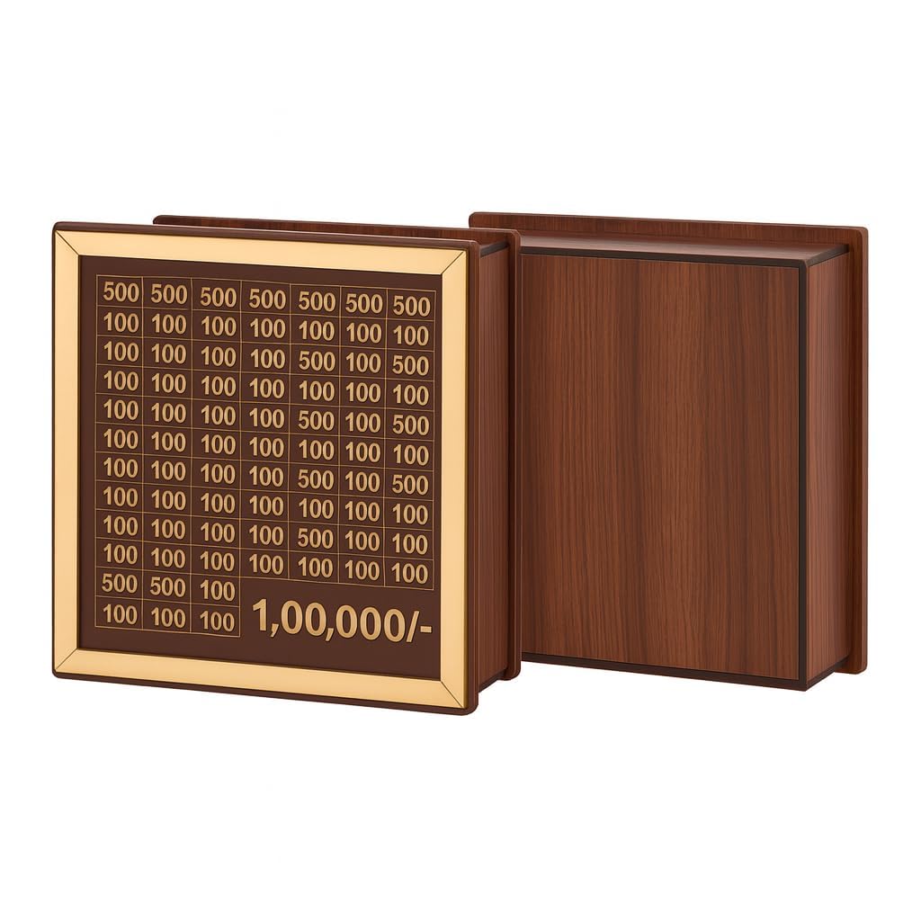 Money Saving Box for Kids and Adults | Wooden Money Bank with Lock | Big Size Piggy Bank 2 Lakh Target | 1 Lakh Saving Box with Numbers | Undiyal Hundi Pig