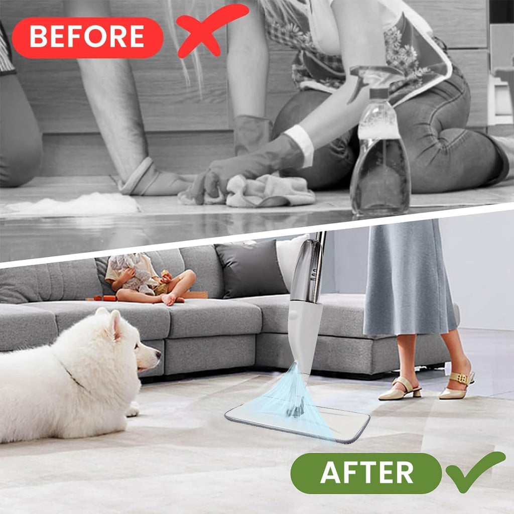 OLMARTT KITCHENWARE Spray Mop with Refillable Water Tank, 360° Rotating Flat Mop with Microfiber Pad for Tiles, Marble, Wooden Floor