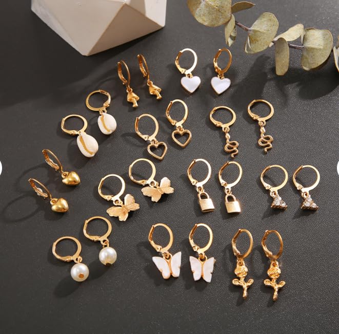 Shining Diva Fashion 12 Pairs Combo Set Latest Stylish Drop Earrings for Women and Girls (15859er)