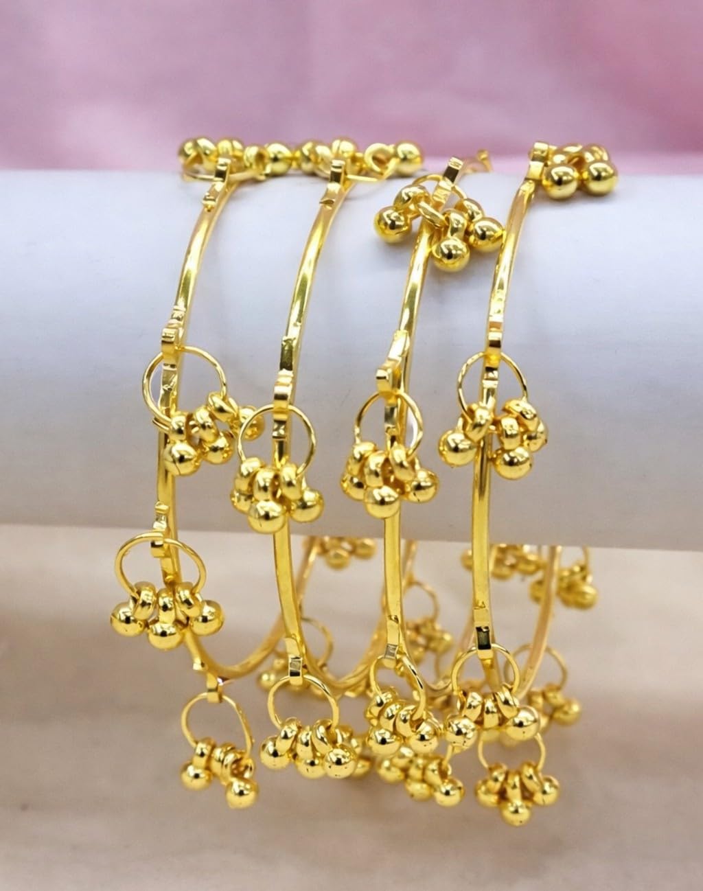 SUPER SOFTENER 8 Pcs Ghunghroo Kashmiri Bangles Set for Women Stylish | Gold Tone Kashmiri Chudi | Lightweight Traditional Jewellery
