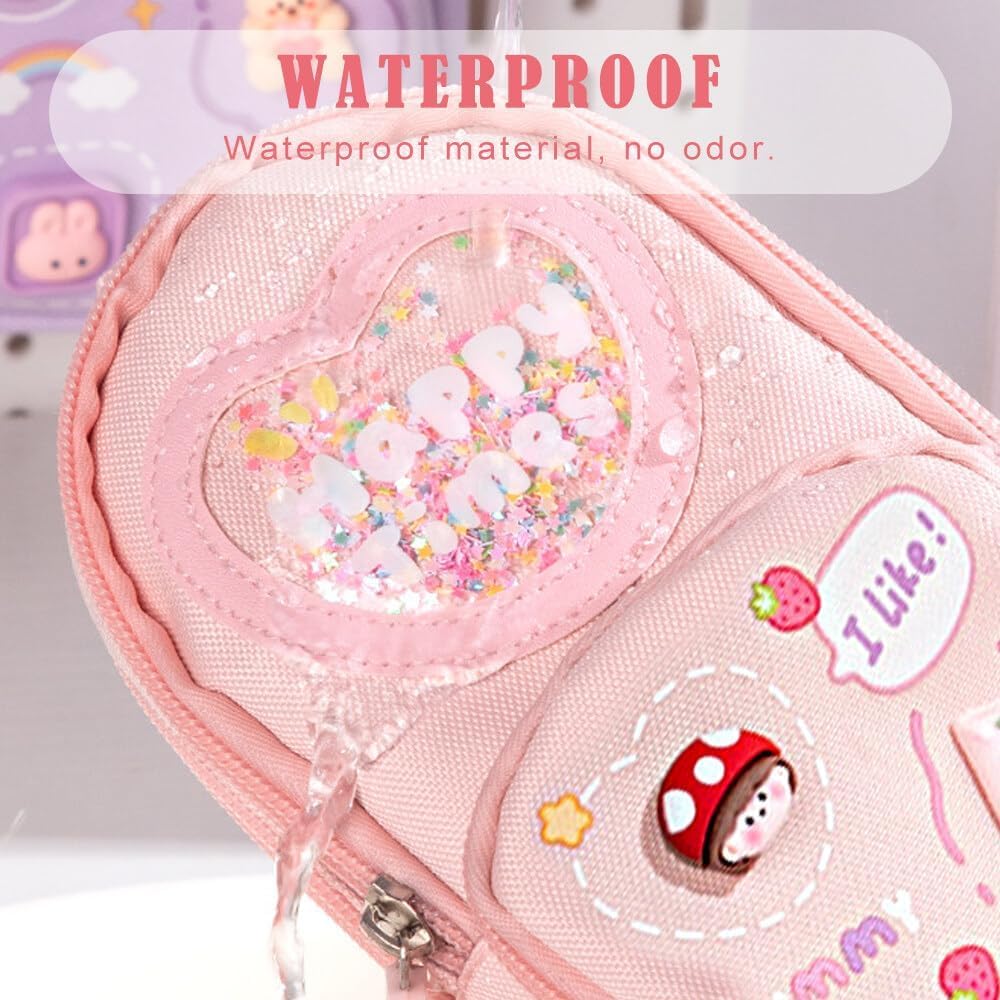 WireScorts® Premium Pencil Case 6 Layer with 3 Compartment Cute Aesthetic Pencil Case for Girls Large Capacity Pencil Pouch Multifunctional Pouch for School Kids, Cute Stationary Gift for Kids - Pink