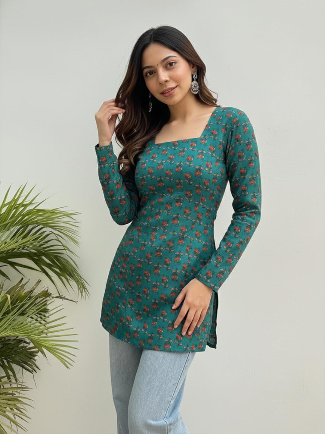ANNI Designer Women's Viscose Printed Short Kurti (Rahat Rama_S_Rama_Small)