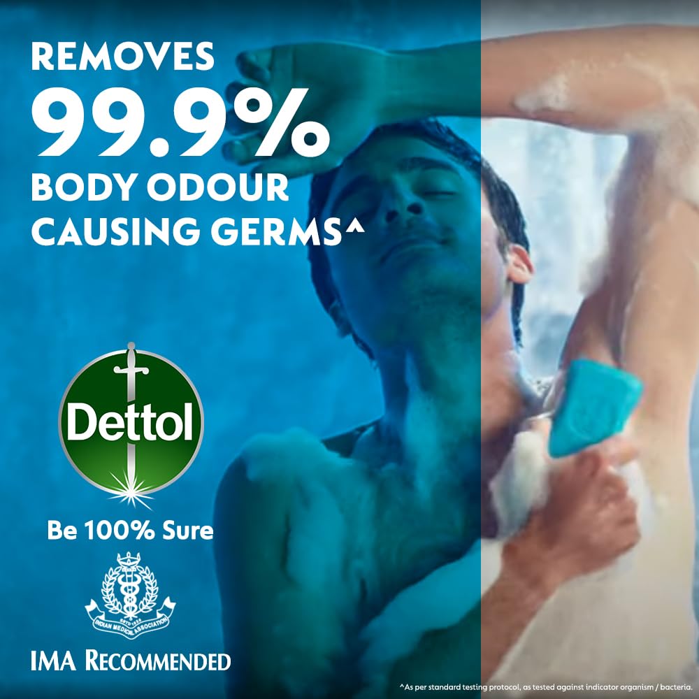 Dettol Icy Cool Bathing Soap Bar With 2x Menthol (300gm), 75gm - Pack of 4